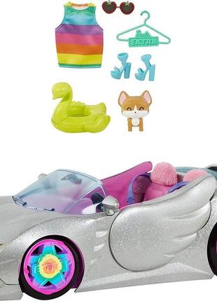 Barbie extra silver car with pet puppy & accessories hdj47 mattel барбі екстра сріблястий кабріолет автомобіль