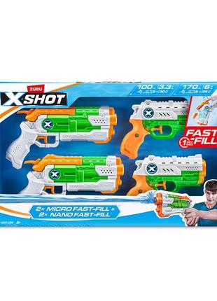 Набор водных бластеров fast fill combo pack 2 micro and 2 nano, x-shot  11856r