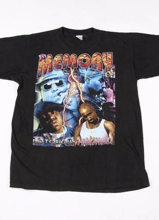 Футболка чёрная biggie smalls & tupac vintage look t-shirt xs