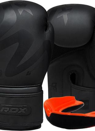 Боксерські рукавиці rdx f15 noir matte black 12 унцій (капа в комплекті)