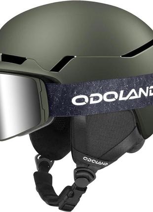 Лыжный шлем odoland  с лыжными очками, противоударный, ветрозащитный s 52-55