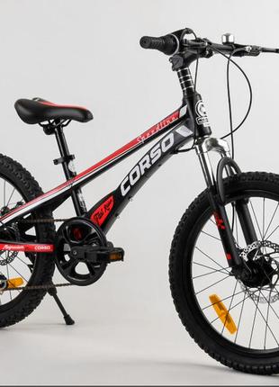 Детский магниевый велосипед 20`` corso «speedline» mg-29535, магниевая рама, дисковые тормоза