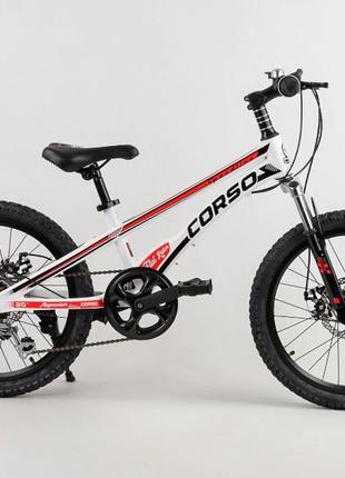 Детский магниевый велосипед 20`` corso «speedline» mg-56818, магниевая рама, дисковые тормоза