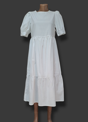 Біла ярусна сукня