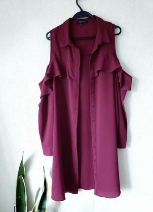 Удлиненная текстурированная блуза  с открытыми плечиками cameo rose  18 uk