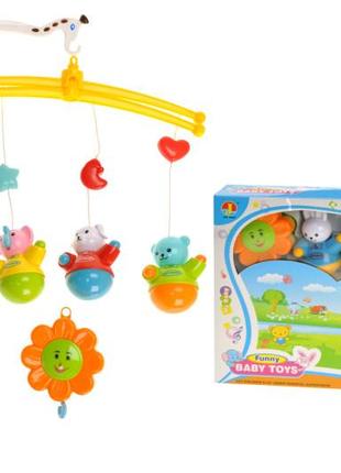 Карусель музыкальная на кровать "зверюшки" для самых маленьких funny baby toys