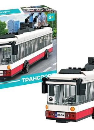Конструктор iblock. pl-921-378, транспорт тролейбус 273 дет., інструкція та наліпки у комплекті, кор