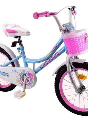 Велосипед дитячий 2-х колісний 18'' 211812 like2bike jolly, голубий, рама сталь, з дзвінком, ручні г