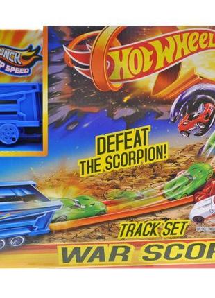 Трек с запуском hot wheel war scorpion (+1 голубая машинка) 3076
