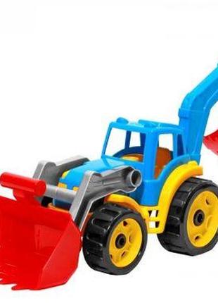 Трактор с двумя ковшами технок (голубой)