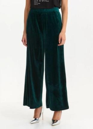 Велюрові оксамитові зелені брюки широкі штани  палаццо р м-l