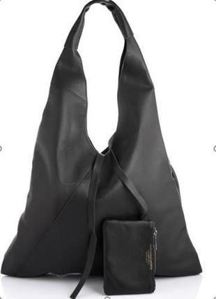 Сумка хобо кожаная италия сумка тоут шоппер черная 77625a