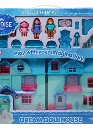 Ляльковий будинок snow paradise з ляльками, меблями і аксесуарами, на батарейках. музика та світло.