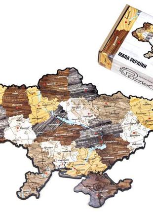 Дерев'яний-фігурний пазл "мапа україни",коричнева, розмір а3, puzzleok