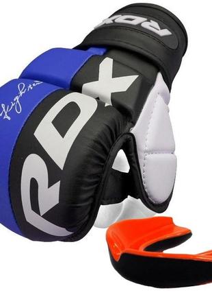 Рукавиці для мма rdx t6 plus rex blue m (капа у комплекті)