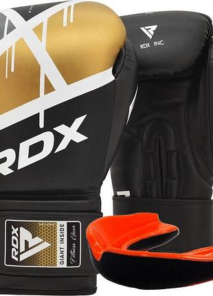 Боксерські рукавиці rdx f7 ego black golden 14 унцій (капа в комплекті)