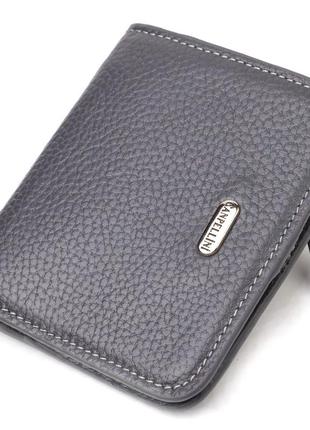 Лаконічний жіночий гаманець невеликого розміру з натуральної шкіри флотар canpellini 21801 сірий