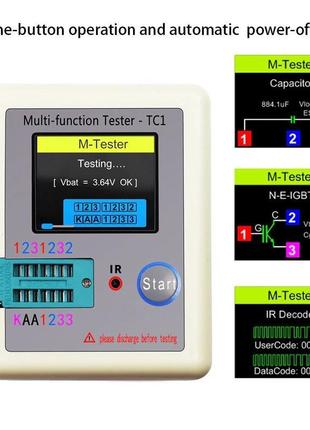 Багатофункціональний тестер радіокомпонентів tc7 tft (lrc-tc1)