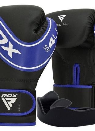 Боксерські рукавиці rdx 4b robo kids blue/black 6 унцій (капа в комплекті)
