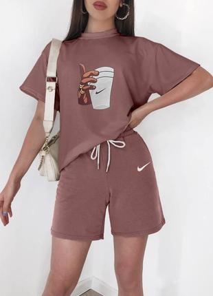 Костюм жіночий двійка футболка+шорти двунитка