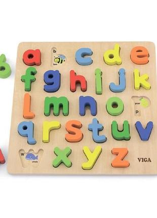 Дерев'яний пазл viga toys англійський алфавіт малі літери (50125)