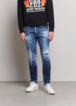 Шикарные джинсы dsquared2 skater distressed jeans deep blue wash