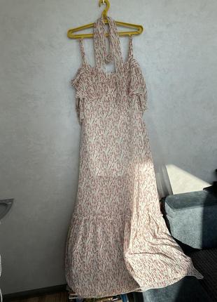 Платье в пол с цветочным принтом трендовое летнее нежное