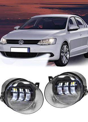 Led противотуманки volkswagen jetta, golf фары 60w два режима белый+желтый светотеневая граница vw polo caddy