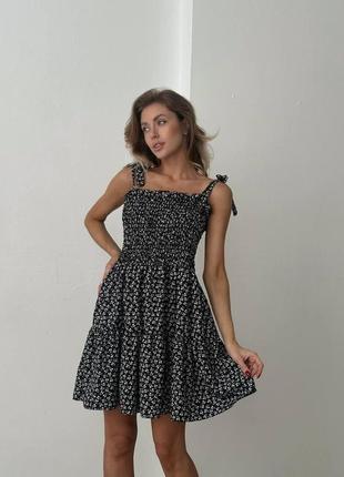 Женский летний лёгкий нежный сарафан на брительках длинной по колено софт в точку