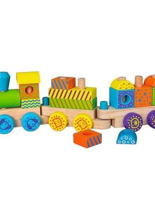 Дерев'яний поїзд viga toys кубики (50572)