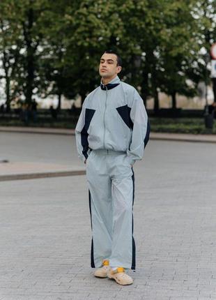 Спортивний чоловічий костюм-двійка з якісної тканини плащівка жатка чоловічий спортивний одяг на щодень