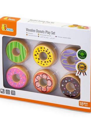 Іграшкові продукти viga toys дерев'яні пончики (51604)