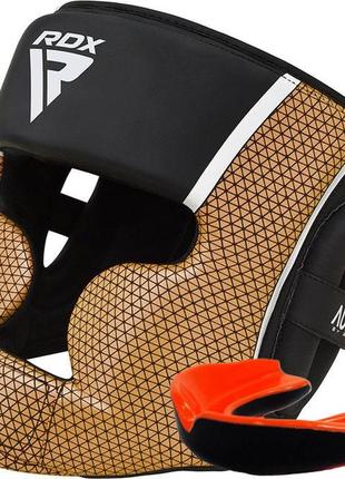 Боксерський шолом rdx aura plus t-17 black golden s (капа у комплекті)