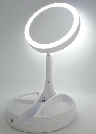 Складне косметичне дзеркало для макіяжу дзеркало з підсвічуванням 3 в 1 трансформер настінне дзеркало 10х