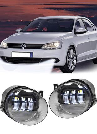 Led противотуманки volkswagen jetta, golf фары 60w два режима белый+желтый светотеневая граница vw polo caddy