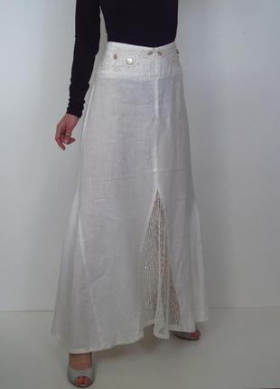 Белая льняная длинная юбка италия ♥️