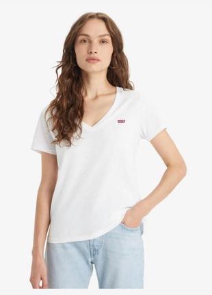 Футболка хлопковая женская levi's perfect vneck 85341-0002 xs белая