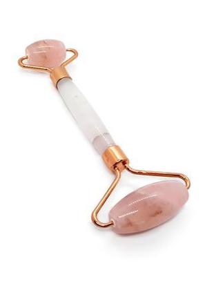 🌸✨ роликовый массажер для лица натуральный камень розовый кварц