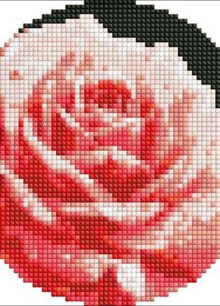 Алмазна мозаїка на круглому підрамнику "досконала троянда", 19 см