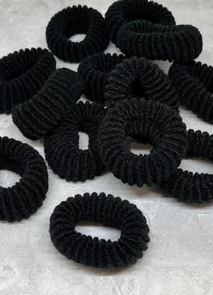 Набір махрових гумок для волосся, 5,5 см (калуш), колір чорний, упаковка 10 шт , чорний