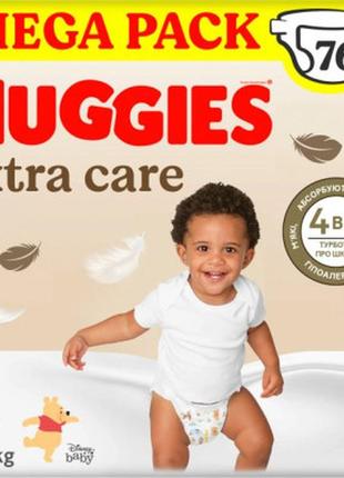 Подгузники huggies extra care size размер 4 (8-16 кг) 76 шт (5029053583167)