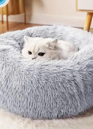 Лежанка плюшевая лежак для животных котов