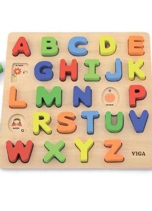 Дерев'яний пазл viga toys англійський алфавіт великі літери (50124)