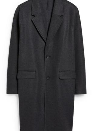 Распродажа стильное демисезонное прямое пальто антрацитового цвета