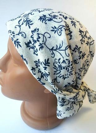 Классическая бандана повязка на голову шею платок легкая 60х60см хлопок