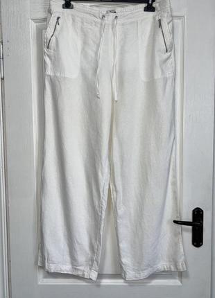 Штани білі льон/віскоза , брюки жіночі льон