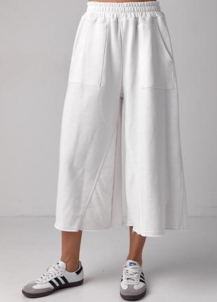 Трикотажні штани-кюлоти з накладними кишенями артикул: 24101