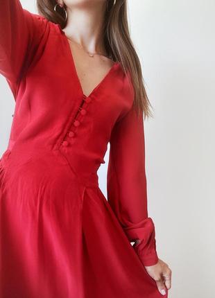 Красное платье asos миди женская вискозное летнее весеннее с длинными рукавами платья