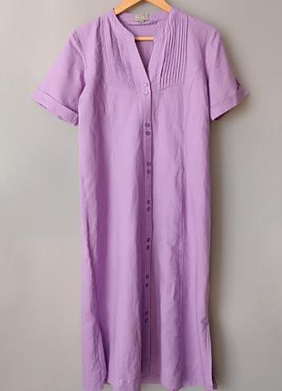 Patra однотонное лиловое платье лен,котон (м)
