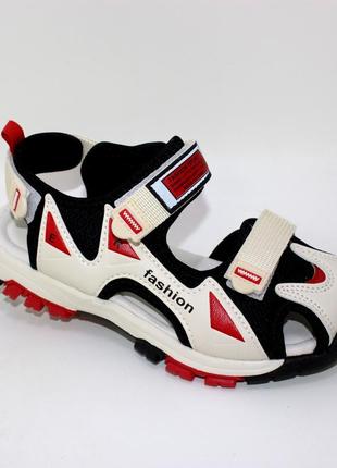 Дитячі чорно-бежеві спортивні спортивні закриті сандалі на хлопчика.